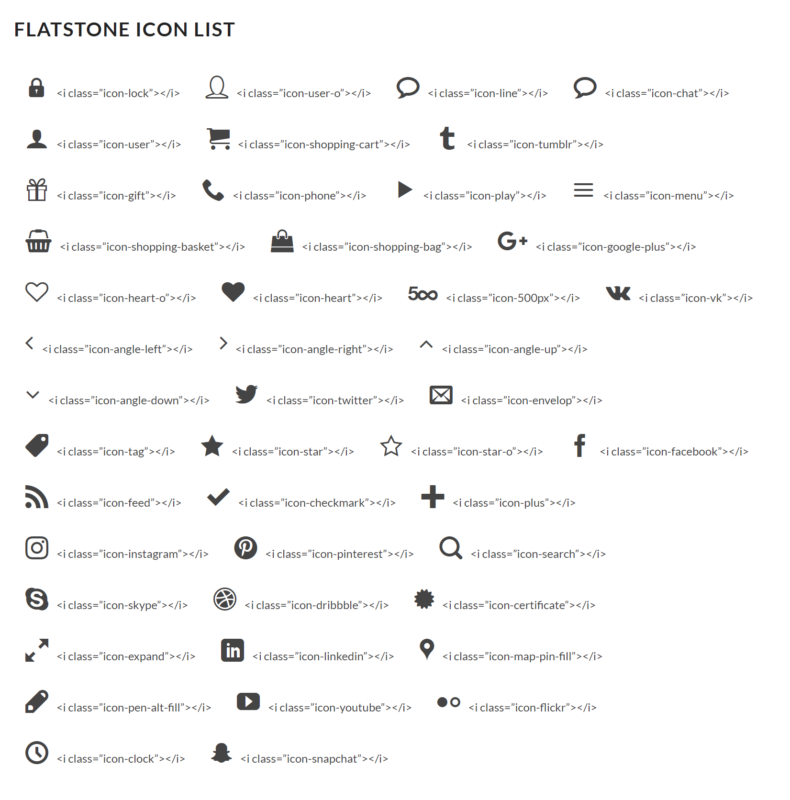 flatsome icon list